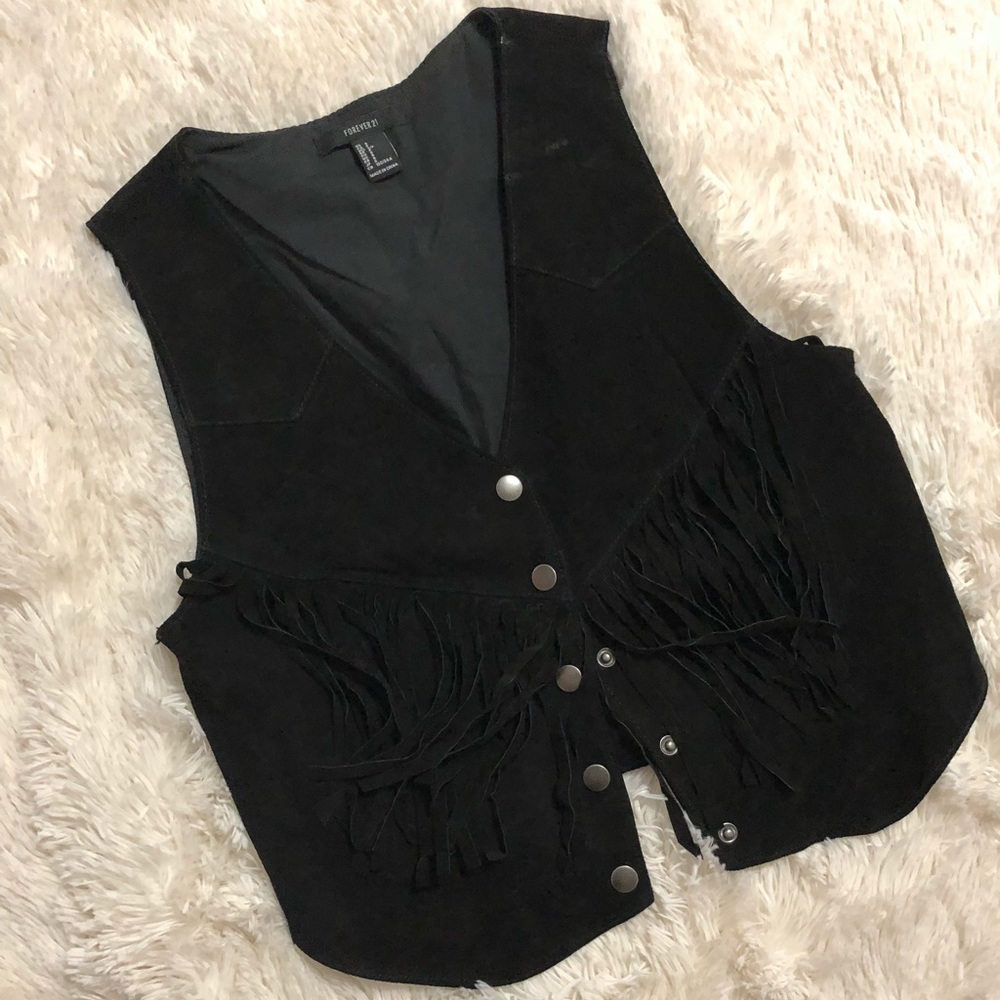 Black Faux Suede Vest